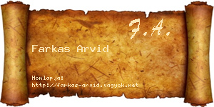 Farkas Arvid névjegykártya